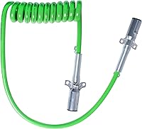 Vista 1 de Cable de Alimentación Eléctrica ABS de 7 Vías 12 Pies Verde Enrollado en Espiral Coleta Cables de Alimentación Enrollados Cable Resistente Cable