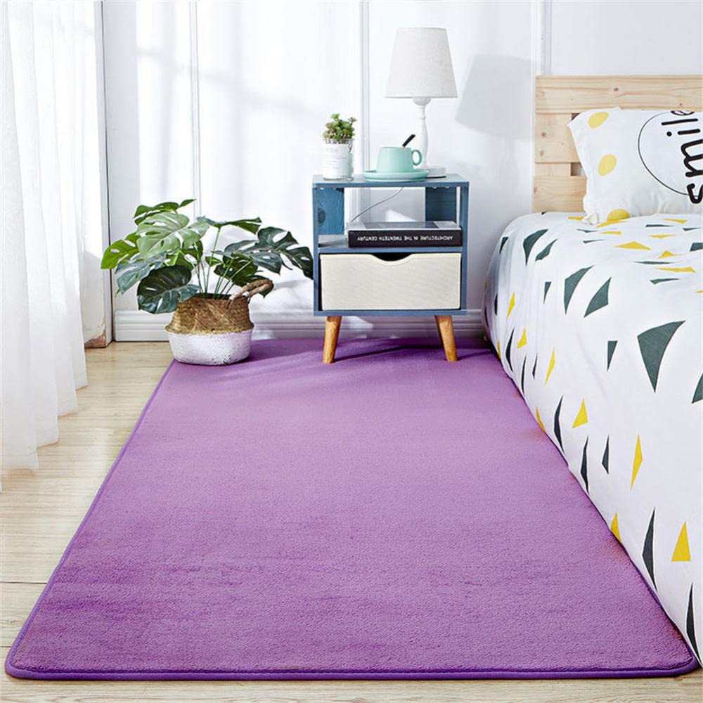 Tapis de salon moderne violet à poils courts LUNEZY antidérapant pour chambre