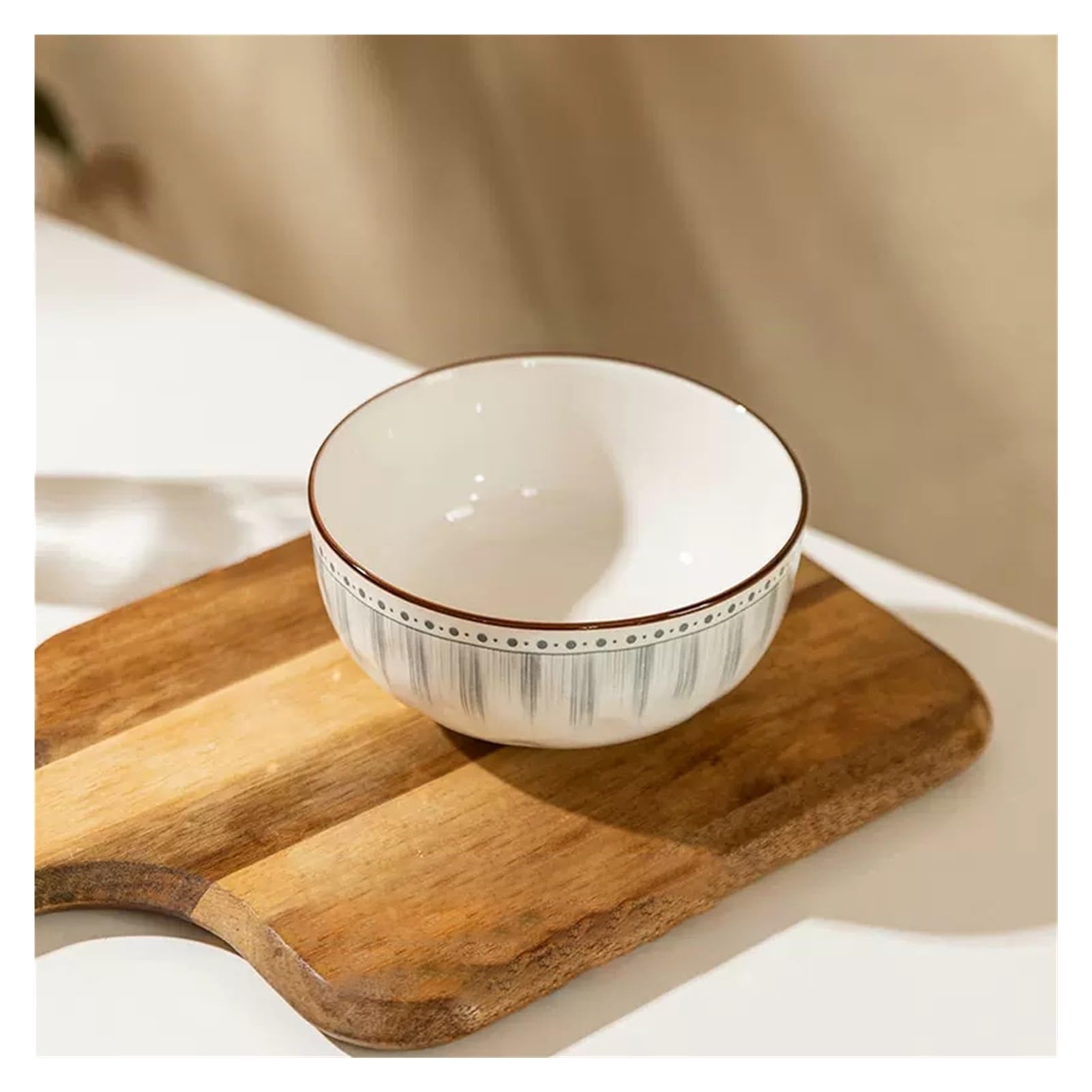 Large Cereal Bowls, Gray Porcelain Ramen Bowls, Salad Bowls, Bowls for Soup, Dessert, Noodle - 6in/8in (Color : 1Pc, Size : 6in)