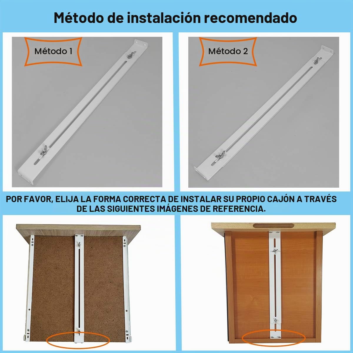 FRMSAET Kit de reparación de cajones - Accesorios de muebles Soportes utilizados para reforzar y reparar cajones de madera/MDF/aglomerado Refuerzo de gabinetes. (Paquete de 1)