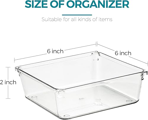 Miniatura 9 de Ravinte Decor Paquete de 12 organizadores de cajones, contenedores de almacenamiento de acrílico transparente de 3 x 9 pulgadas con almohadillas