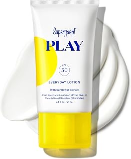 Supergoop! PLAY Everyday Lotion SPF 50 Sunscreen - Lightweight Face & Body Lotion for Sensitive Skin, No White Cast, Water-Resistant 80 Min - 2.4oz