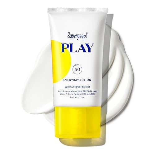 Supergoop! PLAY Everyday Lotion SPF 50 - Protector solar de amplio espectro para cuerpo y cara para pieles sensibles, ideal para días activos,