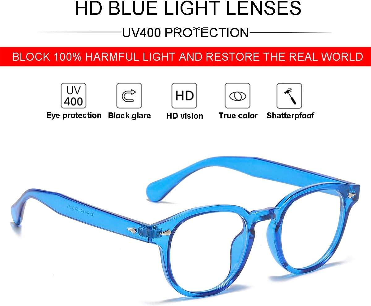 JOVAKIT Small Round Blue Light Glasses for Women Men 90s Retro Fashion Round Glasses Computer/TV/IPhone Eyeglasses - Image 5