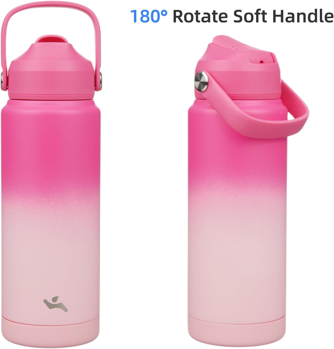 Insulated Water Bottle with Straw Lid,24 oz Stainless Steel Vacuum Metal Bottle with Silicone Handle,Cherry Blossom - Image 6