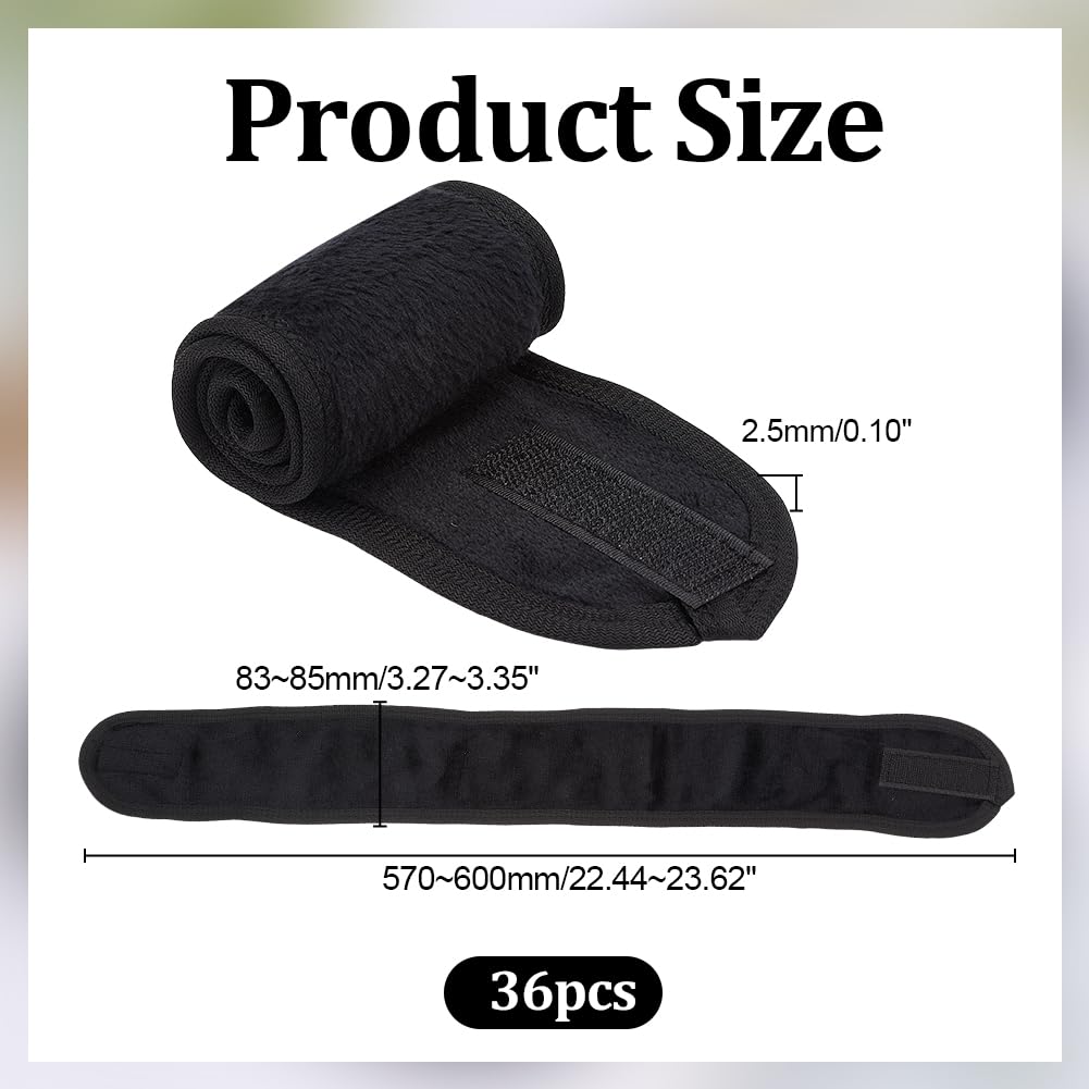 36 fasce elastiche per capelli, per il trucco, per il lavaggio del viso, regolabili, con , per yoga, sport, colore: nero