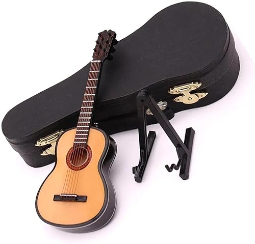 Mini guitarra clásica, modelo de guitarra en miniatura, pantalla de guitarra, modelo de instrumento musical con soporte de estuche para decoración