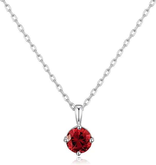 Sterling Silver Garnet Birthstone Necklace with Zircondia Crystals