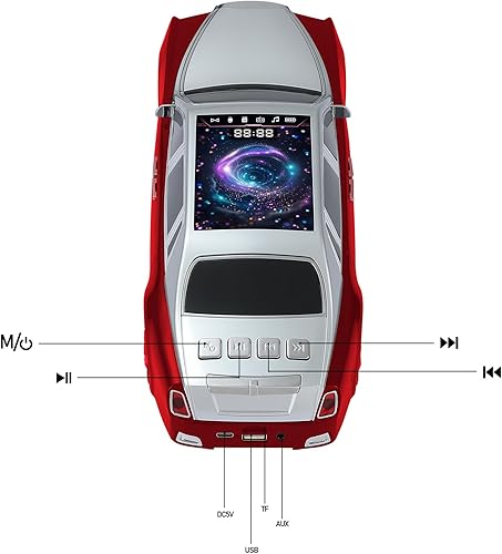 Miniatura 8 de Colección de altavoces Bluetooth modelo de automóvil Altavoces inalámbricos portátiles con sonido HD, luces LED de fiesta, radio FM, TWS estéreo,