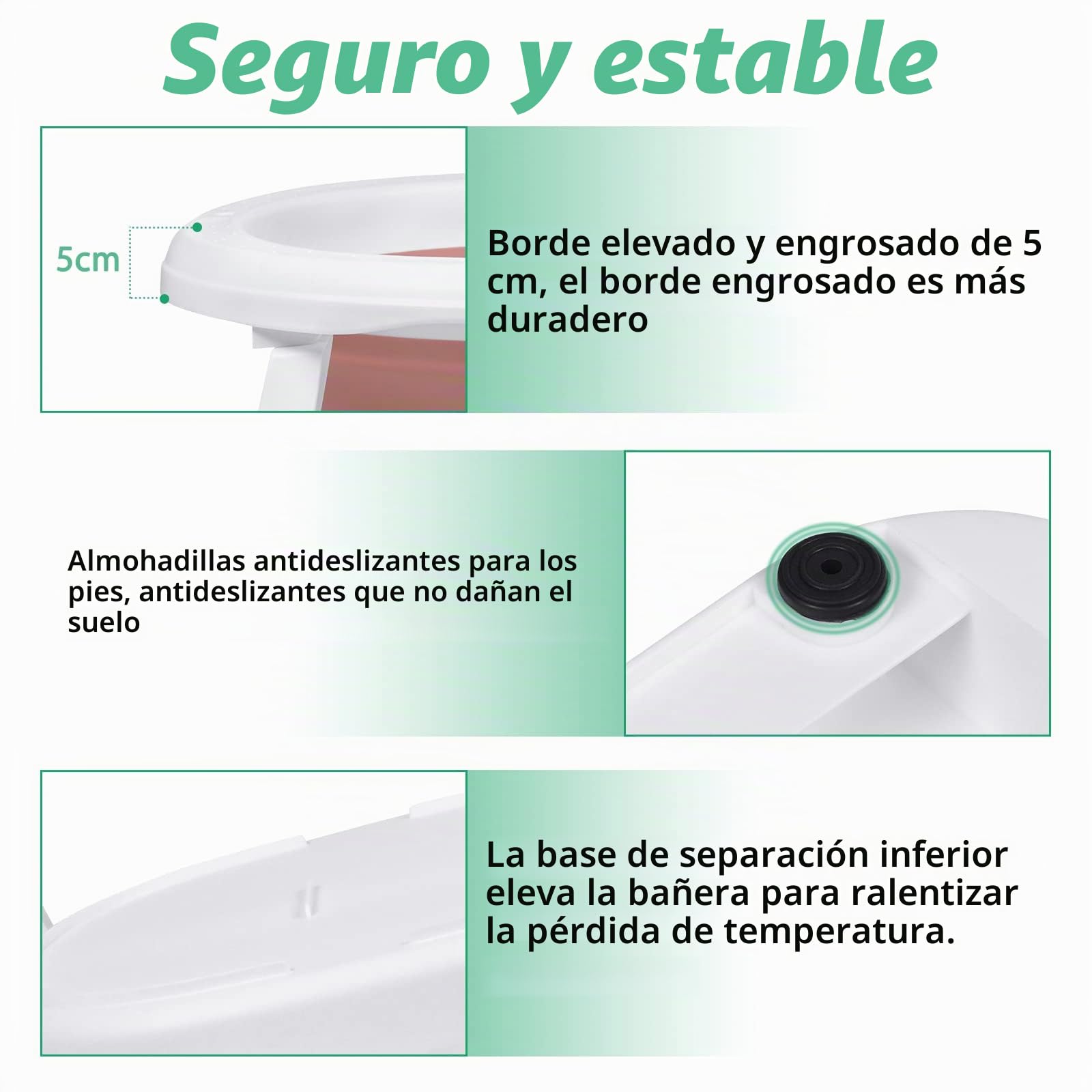 Froadp 82x50x20cm Bañera Plegable para Bebé, Bañeras Antideslizante para Niños con Suporto, Baña Ducha de Seguridad Portátil para Bebés y Recién Nacidos Niños de 0 a 8 Años (Rosa con Cojín)