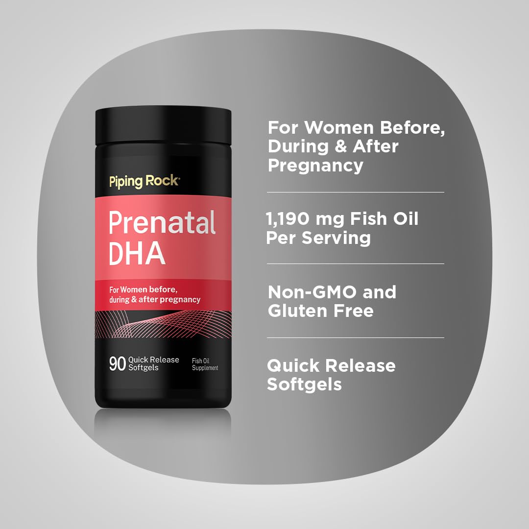 Piping Rock Prenatal DHA Supplement for Women | 90 Softgels — Amazon image 4