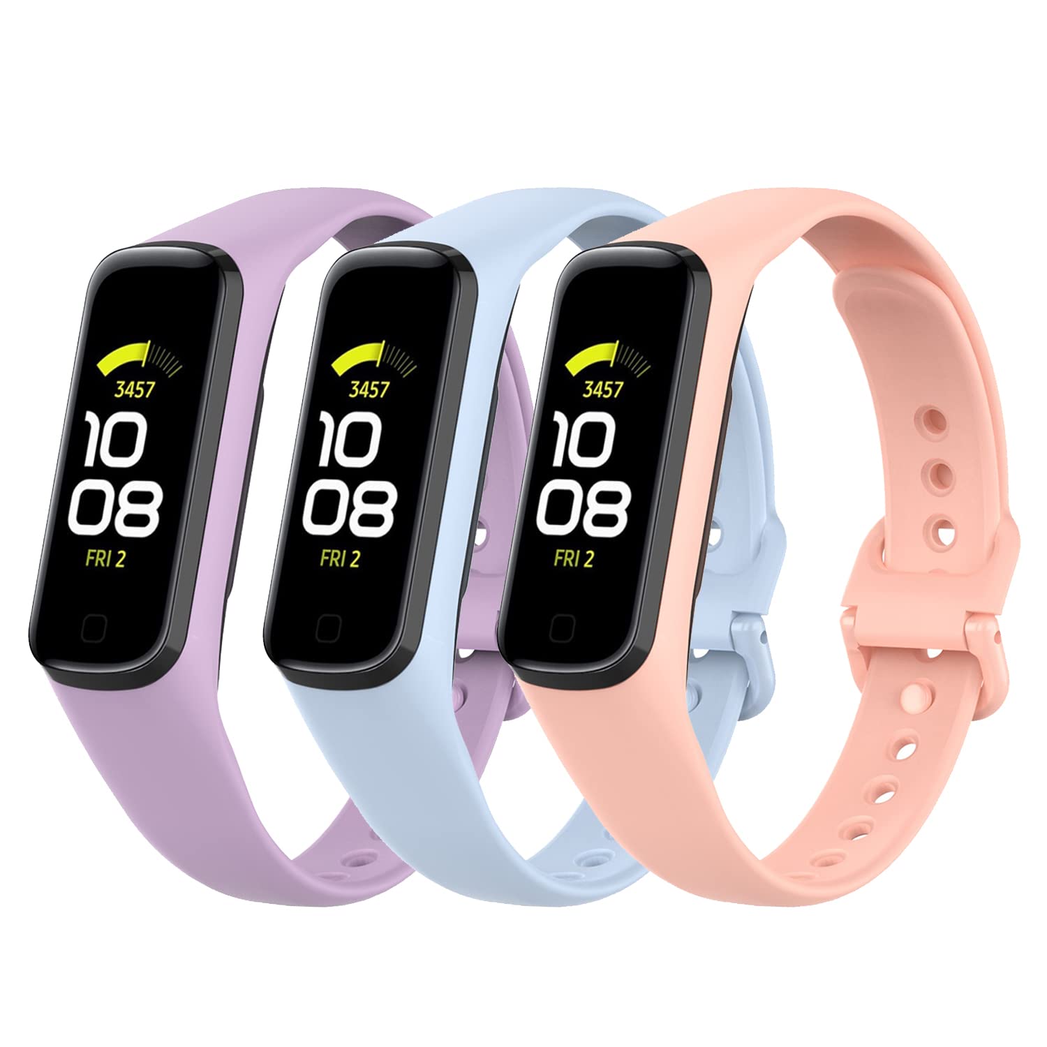 Gheper 3PCS Soft Silicone Replacement Wristbands Strap Compatible with Samsung Galaxy Fit2 SM-R220 Smartwatch Accessory Bands (Not for Fit E SM-R375 / Gear Fit 2 R365/ R360)