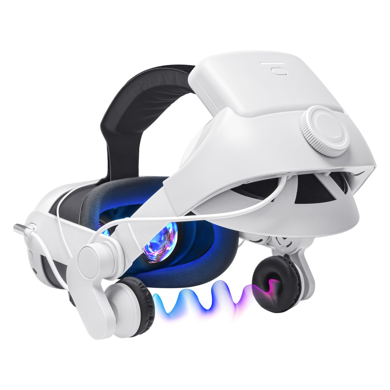 Headphone Head Strap with Battery for Meta Quest 3,Comfort Audio Adjustable Elite Strap with 8000mAh Battery Pack Reduce Pressure and Enhanced Sound Effects