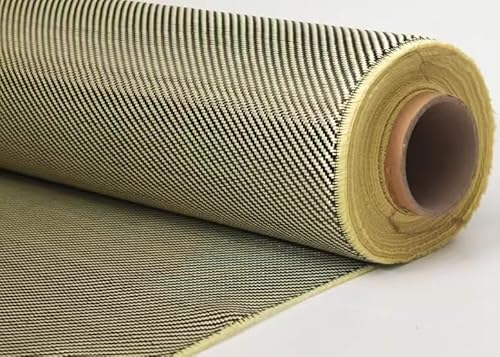 3K 200gsm1100D Véritable fibre de carbone Kevlar Noir et jaune Tissu mélangé 2 x 2 W Sergé Fibre de carbone Kevlar Fibre aramide 101,6 cm