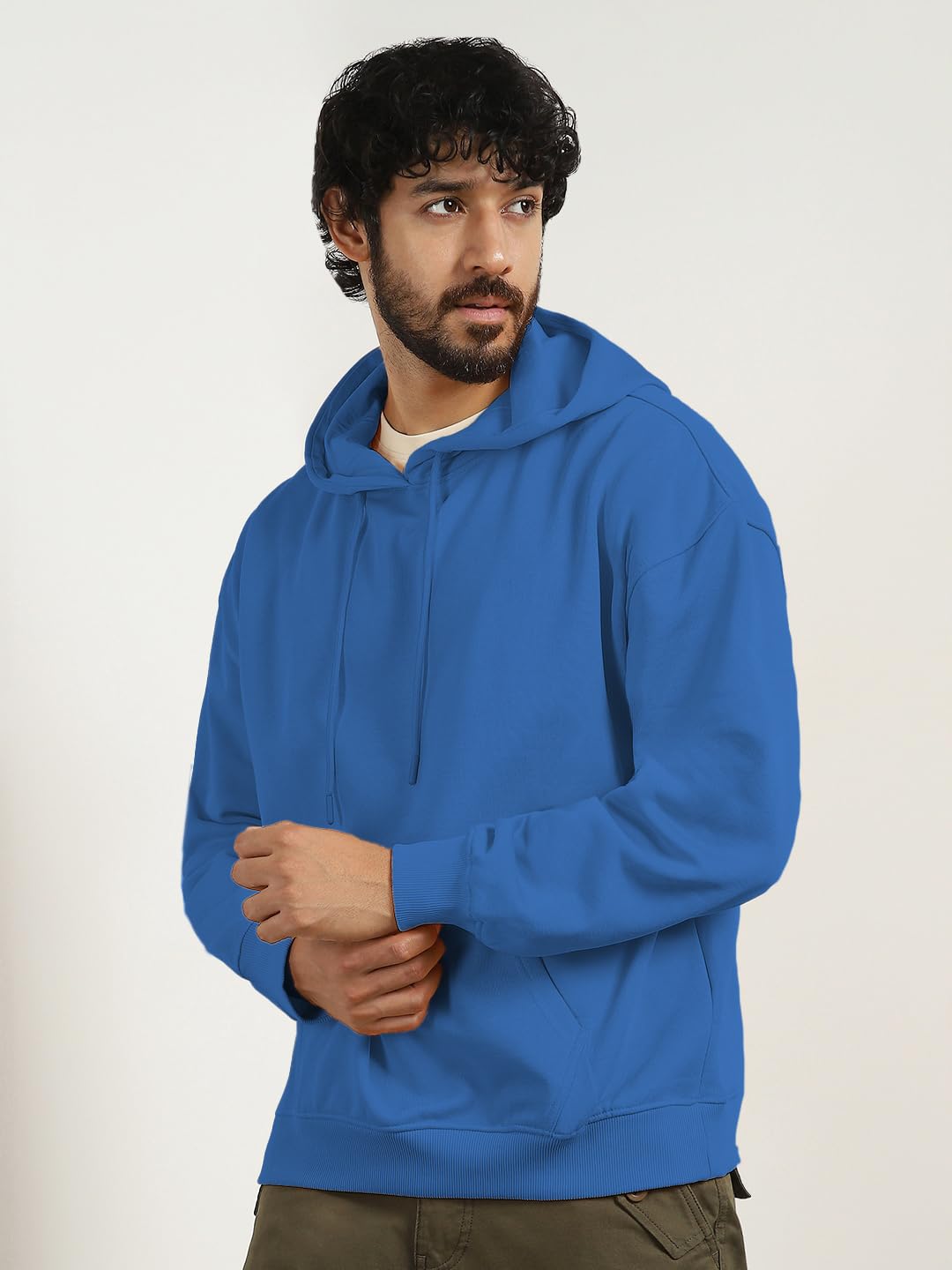 NOBERO Sudaderas de gran tamaño con capucha de forro polar de algodón de manga larga para hombre