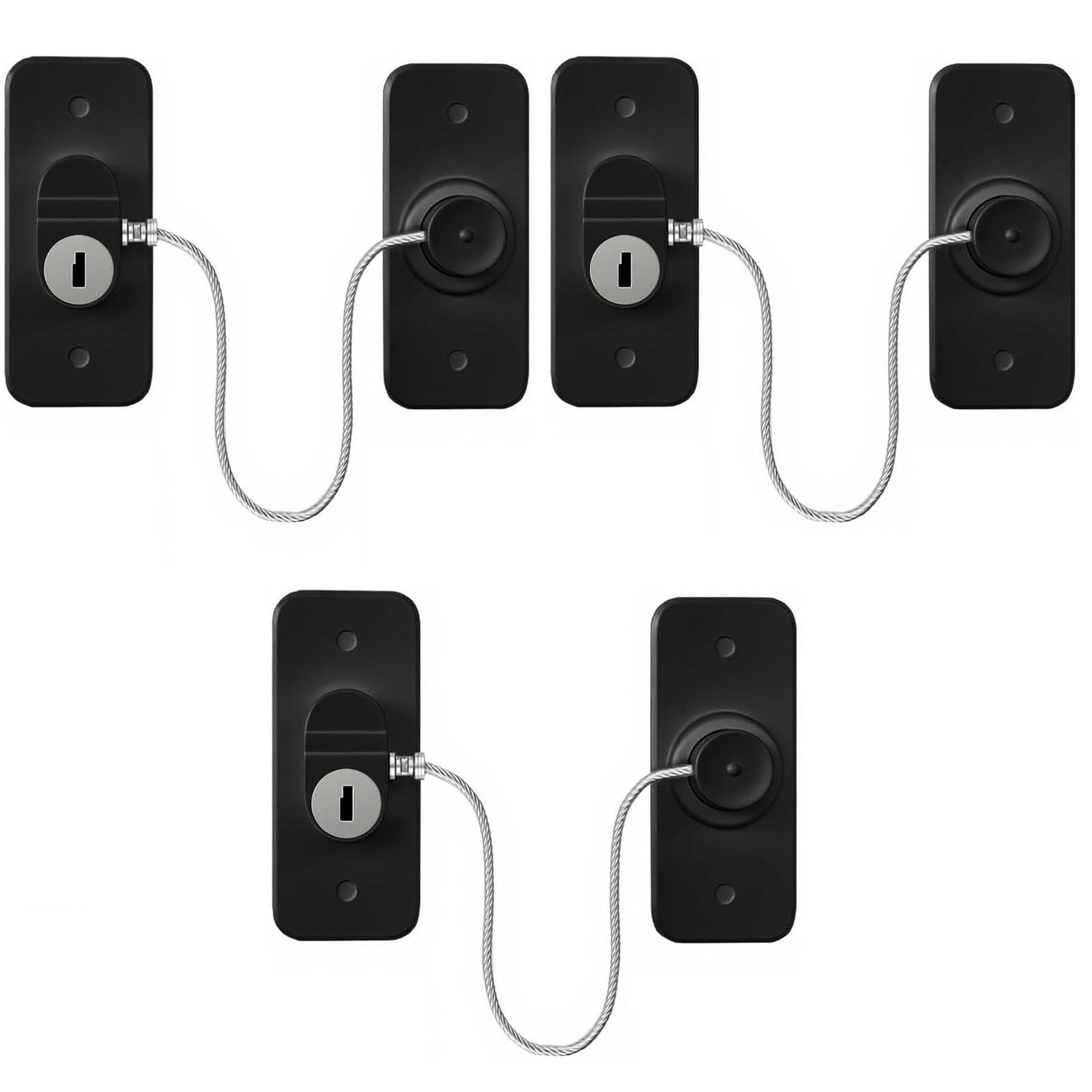 3pcs Window Locks Set for UPVC Windows,Window Restrictor Locks for Children Security with Screws Keys for Door Sliding Window