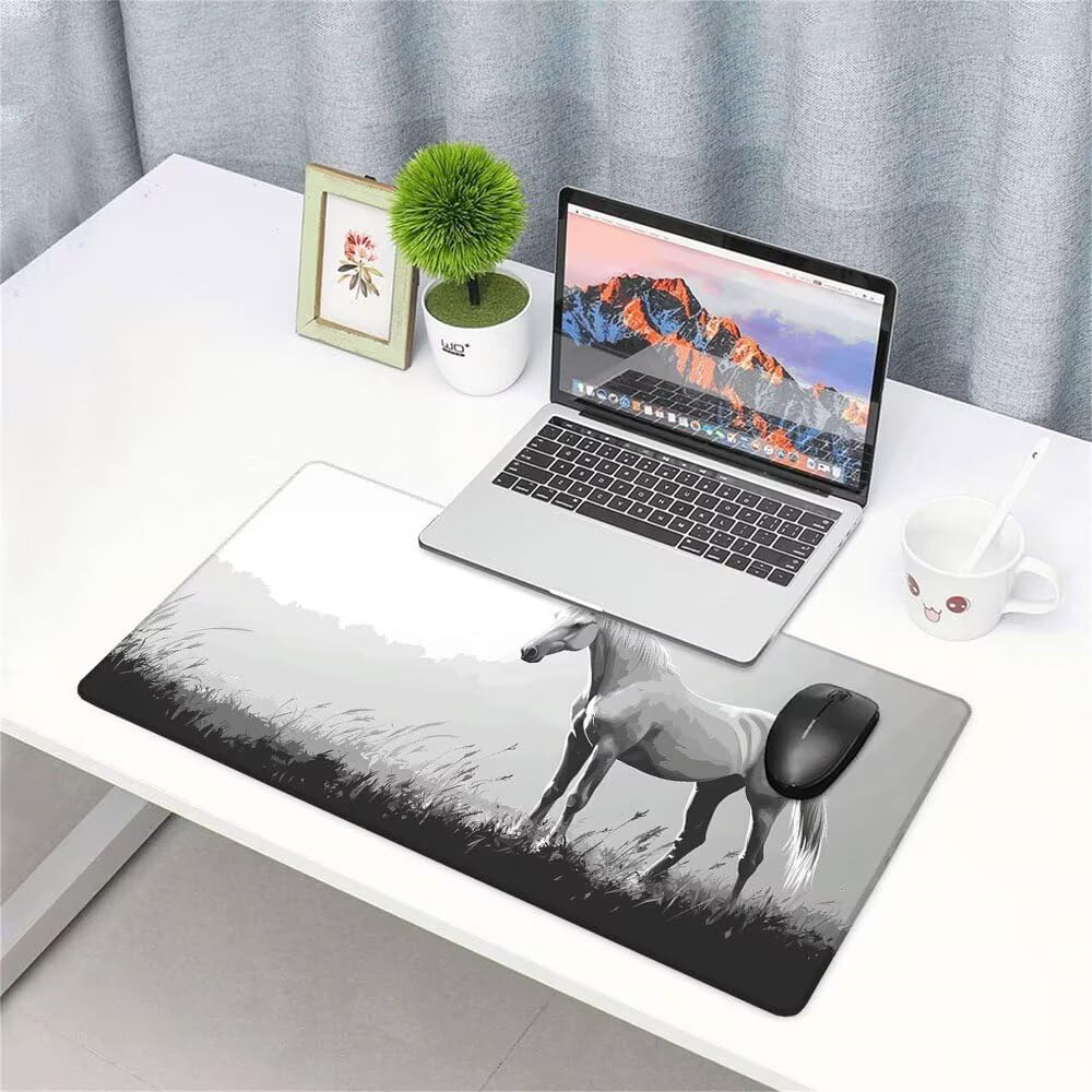 Tappetino Mouse Gaming xxl Accessori Scrivania Ufficio Grigio Cavallo Grande Tappetino Mouse e Tastiera Sottomano da Scrivania 1200x600x3mm Base Antiscivolo, per PC Gamer Laptop Studio Casa d-681