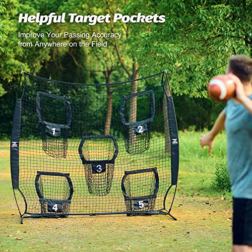 image for ZELUS Football Throwing Net, 7x7ft Football Training Equipment with 5 
