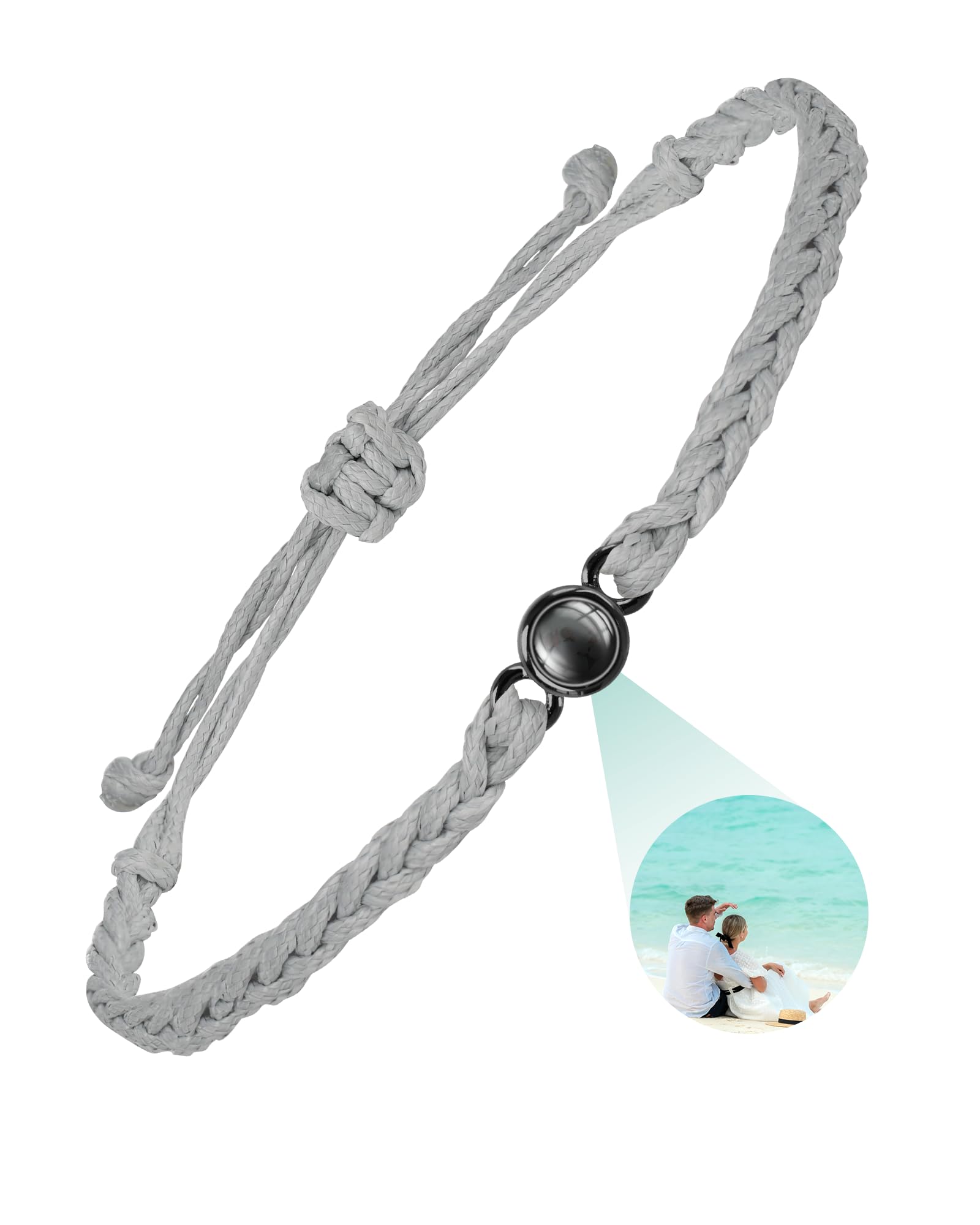 SUPHELPU Custom Bracelets with Picture Inside, Personalized Photo Bracelet Projection, Personalized Gifts for Men Memorial, Men's ID Bracelets