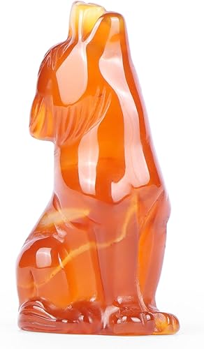 Artistone Estatua de lobo con cabeza de ágata roja de 2 pulgadas, adorno decorativo para el hogar, adorno de cristal curativo, escultura de animales