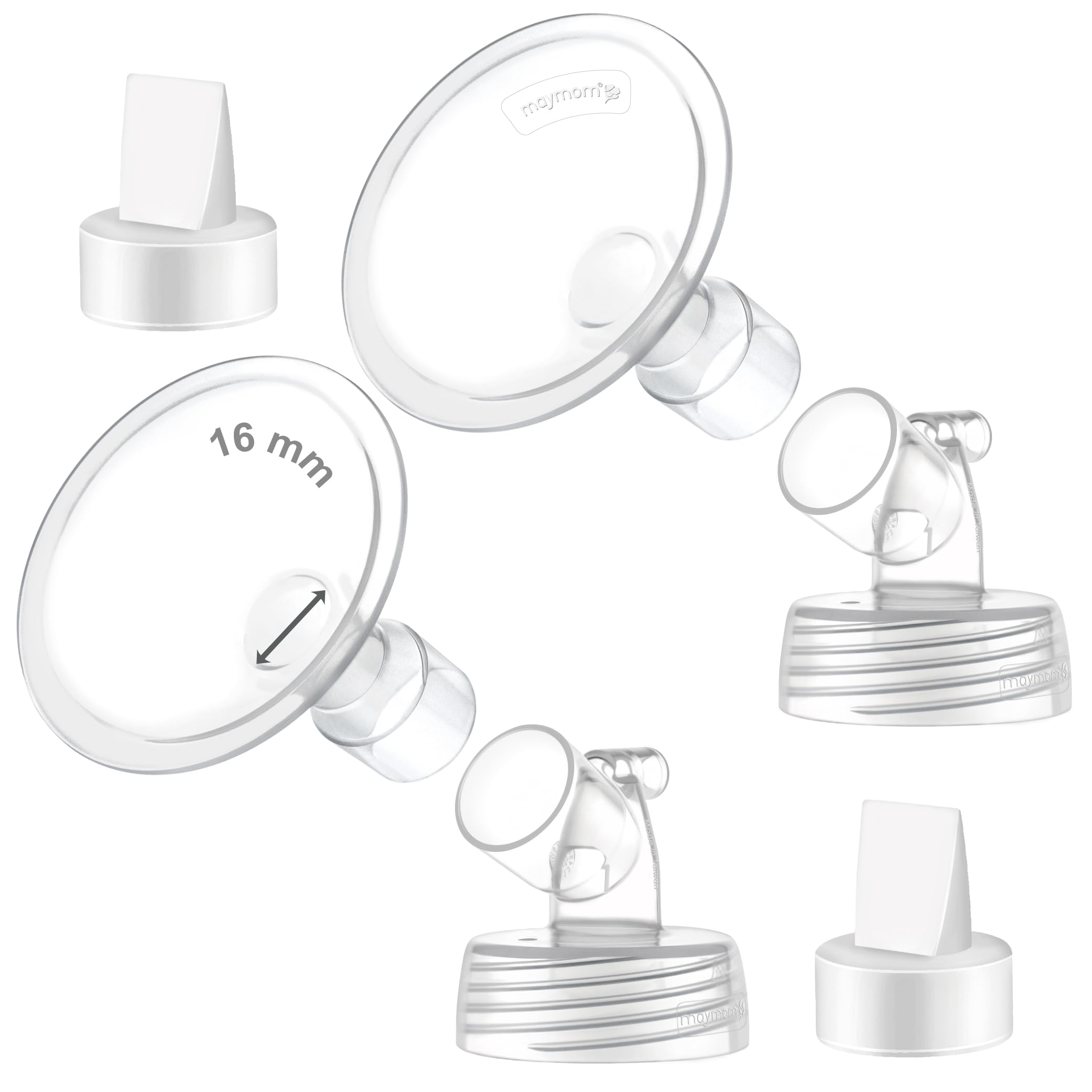 2X 16 mm Maymom Two-Piece Wide Neck Pump Parts Compatible with Spectra S1,Spectra S2 Pumps and 2 Valves; Incl Wide Mouth Flanges; Not Original Spectra