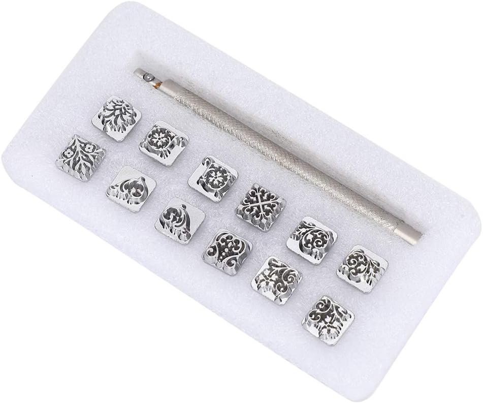 12Pcs Leather Stamping Tools Set for Vegetable Tanned Leather Carving DIY Craft Imprinting Punch Kit Beginners