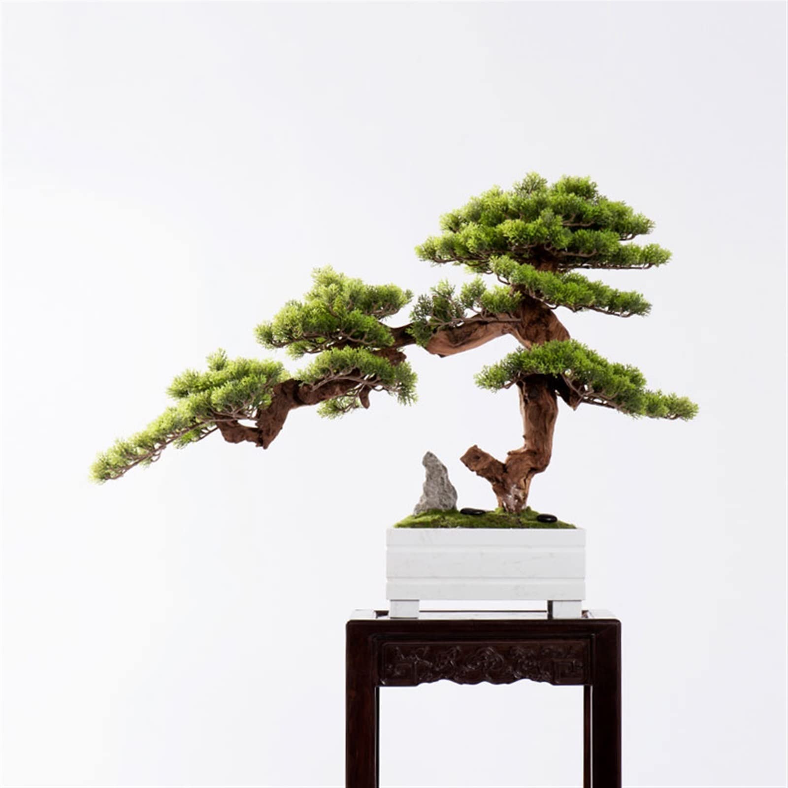 Sztuczne Drzewo, Sztuczne Rośliny Doniczkowe, Chińskie Symulacje, Powitanie, Sosna, Bonsai, Salon, Weranda, Prosta Zielona Sosna Z Białą Ceramiczną Doniczką, Sztuczne Drzewo,