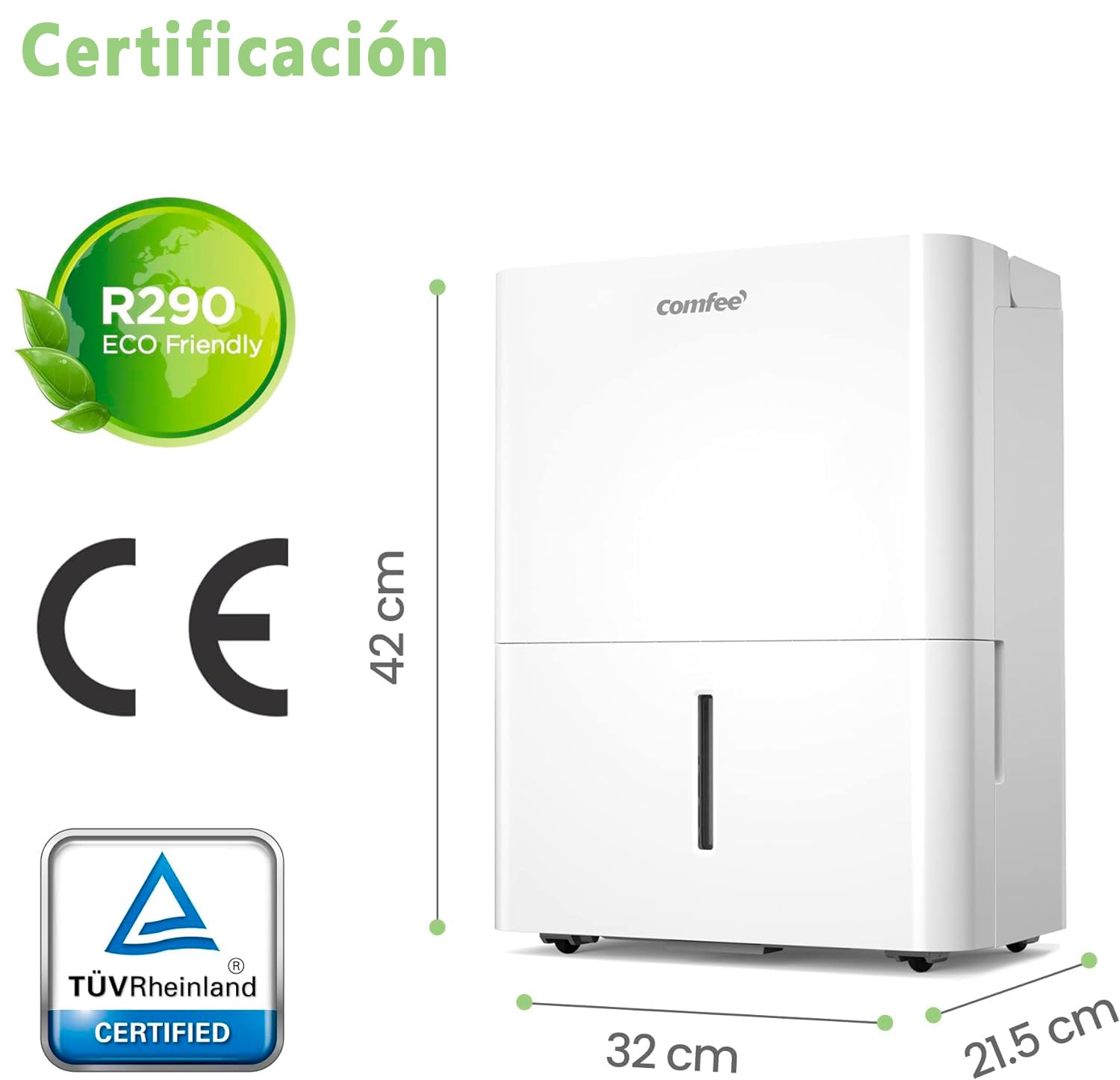 COMFEE’ Deshumidificador de humedad 30L grandes espacios hasta 80 m2 / 200 m3 - Deshumificador Industrial Gran Capacidad - Silencioso Compacto y Bajo Consumo - Deshumificadores de Humedad interior