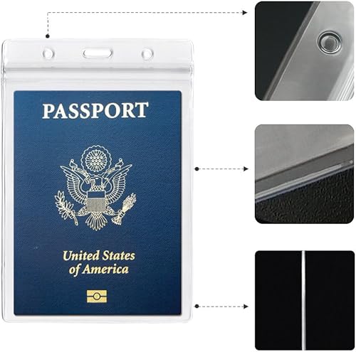 Miniatura 7 de Paquete de 5 soportes extra grandes para tarjetas de identificación con cordones, relleno de 4 x 6 pulgadas para pasaportes, efectivo, tarjetas de