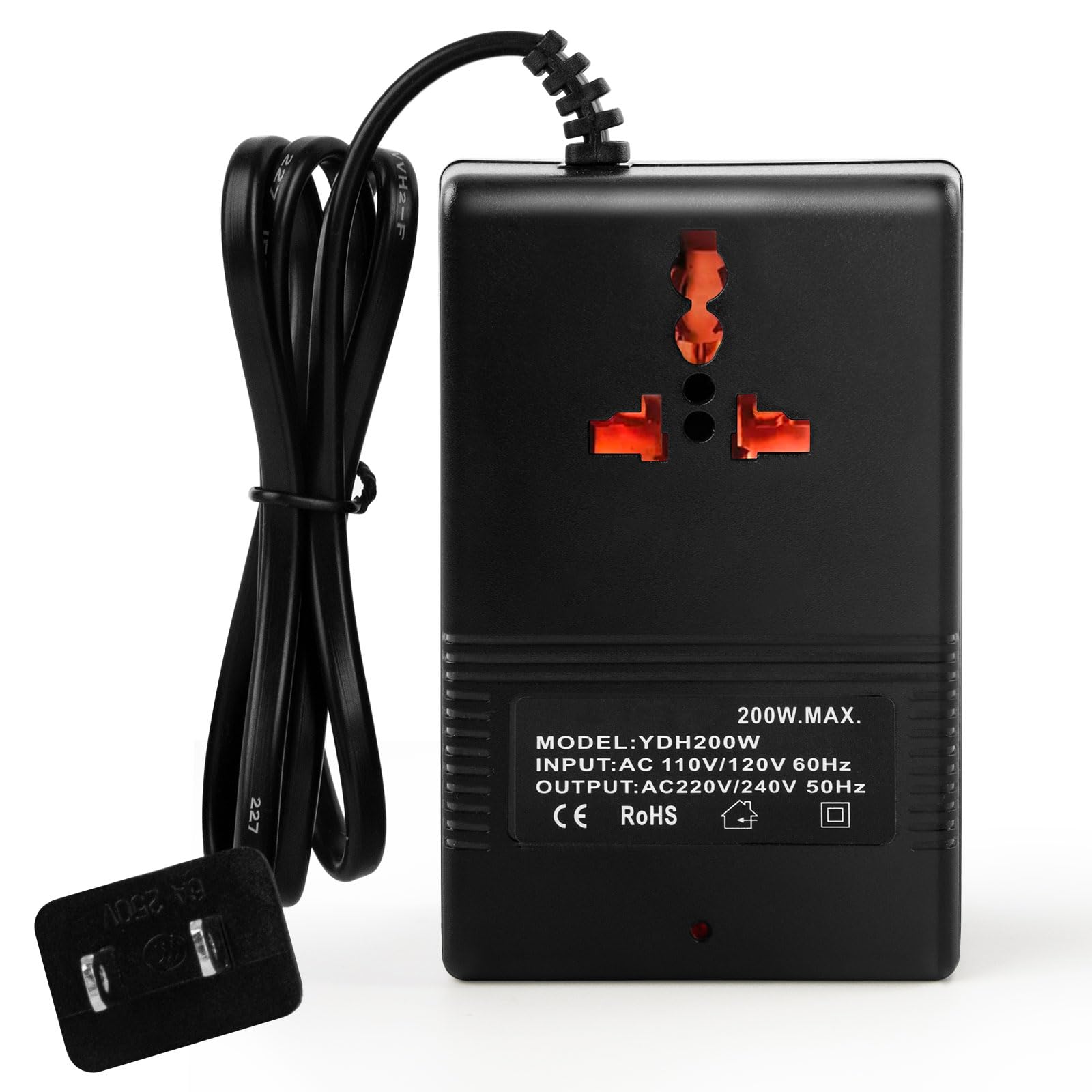 200W Voltage Transformer Power Converter (110V to 220V, 220V to 110V) Circuit Breaker Protection Voltage Conversion Protection, Suitable for Household, Travel, RV, Camping (Black -200w)-image-5