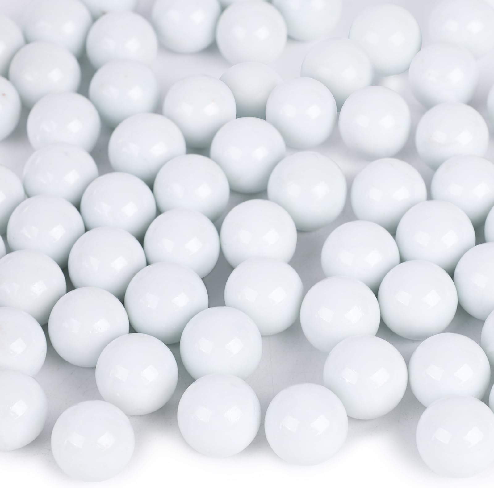 DomeStar 1LB Glass Marbles Bulk, 0.63 Inch White Glass Beads Marbles for Vases Home Decor