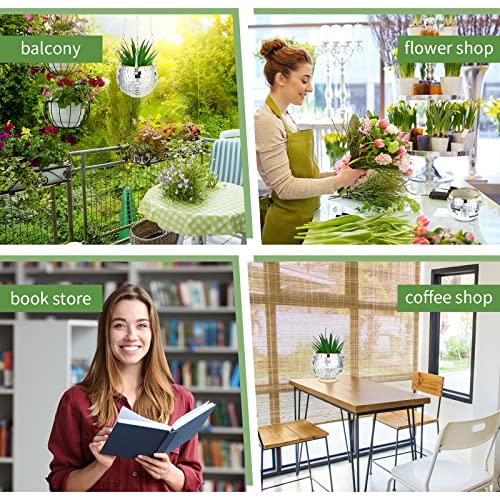 Remerry 6 Pcs Disco Ball Planter Mirror Ball Boho Hanging Planter Flower Pots Vase With Chain And Wooden Rings For Indoor Outdoor Plants Succulents Cacti Flowers Home Decorations (Silver,4 Inch) #TOP5