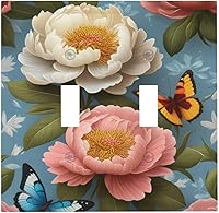 Vista 134 de Placa de pared de doble palanca de 2 cuadrillas con diamantes brillantes con diamantes, bonito ojo fucsia, placa frontal decorativa para dormitorio