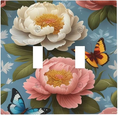 Miniatura 134 de Placa de pared de doble palanca de 2 cuadrillas con diamantes brillantes con diamantes, bonito ojo fucsia, placa frontal decorativa para dormitorio