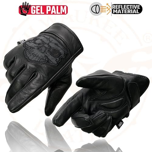 Miniatura 8 de Milwaukee Leather MG7570 - Guantes de cuero negro con palma de gel para hombre, Negro