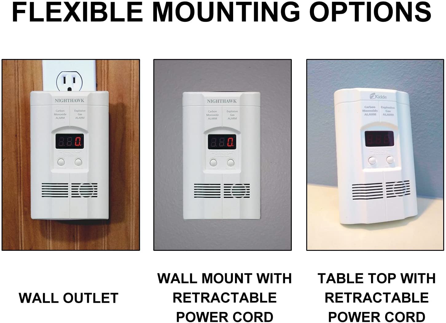 X-Sense 10-Year Battery Combination Smoke Carbon Monoxide Alarm Detector & Kidde Nighthawk Carbon Monoxide Detector & Propane, Natural, & Explosive Gas Detector, AC-Plug-in with Battery Backup, White: Tools & Home Improvement