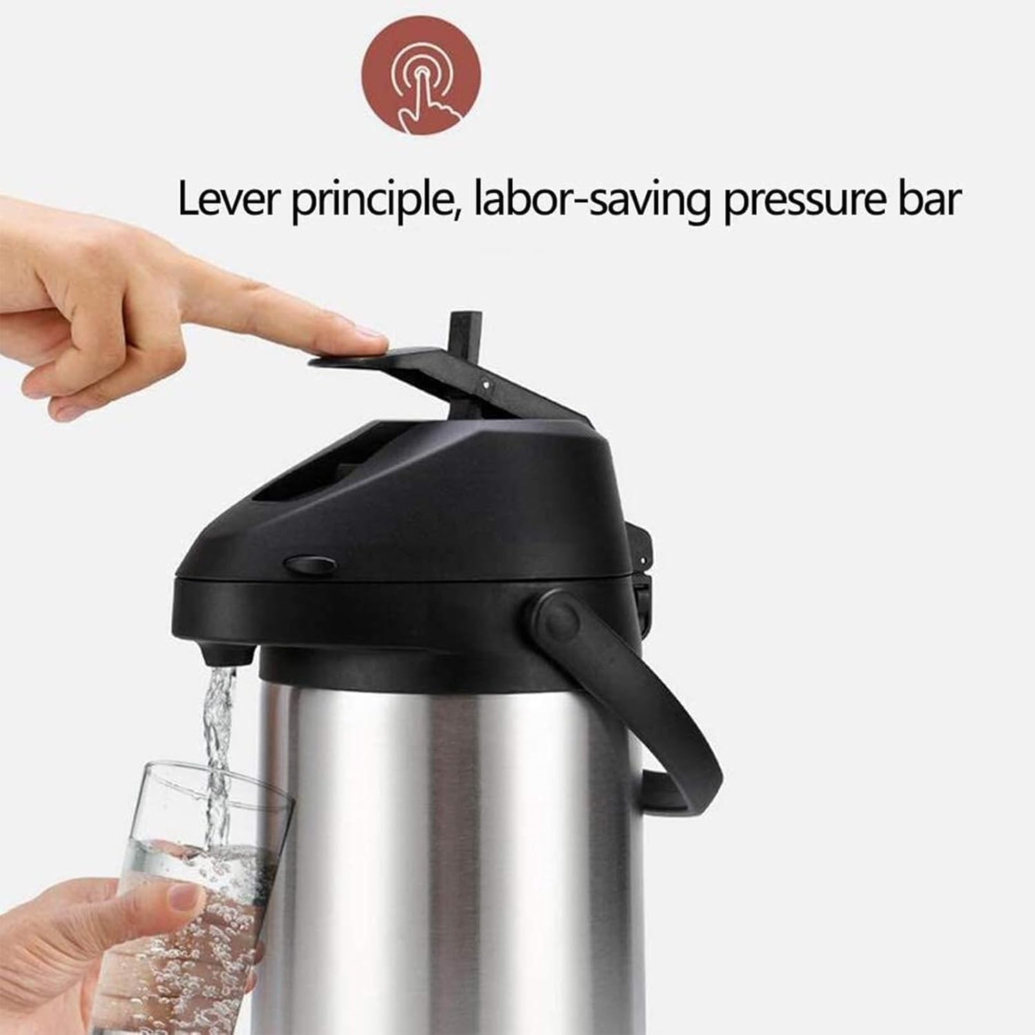Dispensador térmico de bebidas con bomba, jarra aislada de acero inoxidable para agua caliente y fría