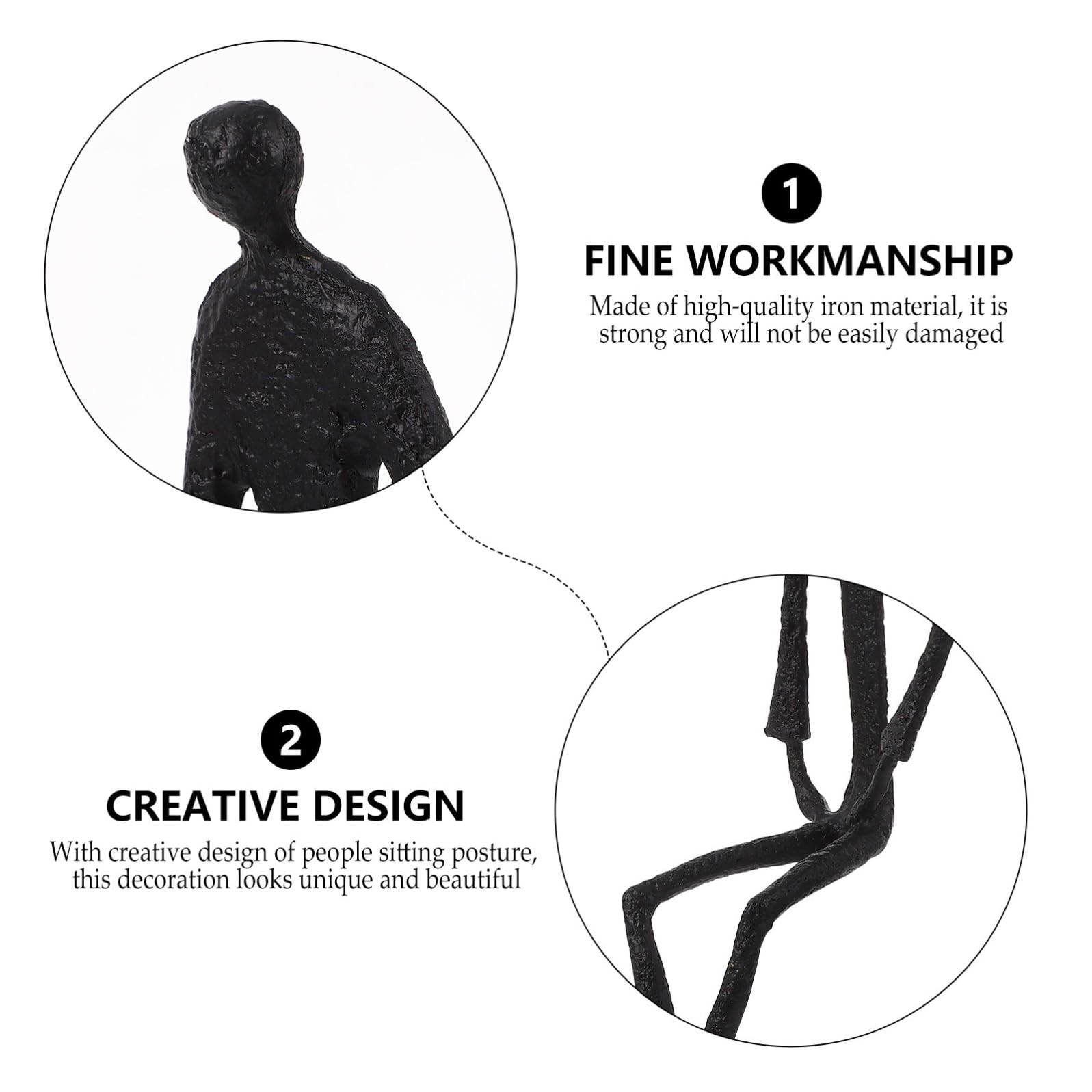 Escultura Abstracta de Figuras Sentadas en Hierro Negro para Oficina