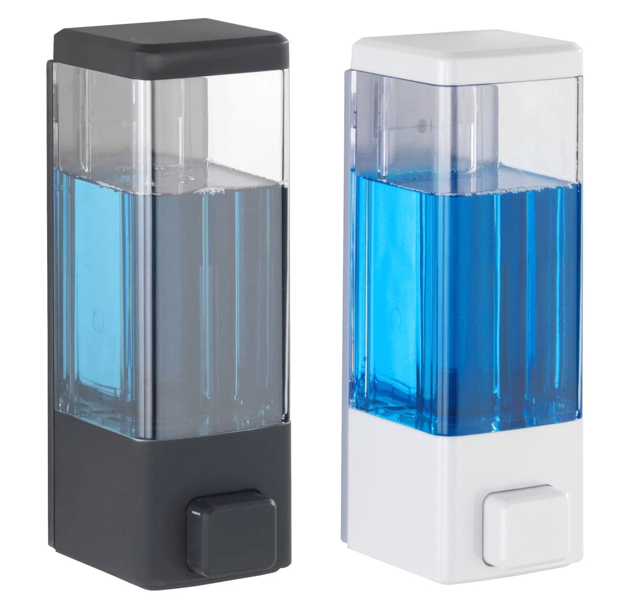 BATH GURU Wall Mounted Soap Dispenser for Bathroom Kitchen Liquid Soap Shampoo Handwash Sanitizer Lotion Gel Dispenser for Hotel School Colleges Hospital Bathrooms ABS Plastic Clear Black & White Pack of 2 (B0C397Q96G) Amazon Price History, Amazon Price Tracker