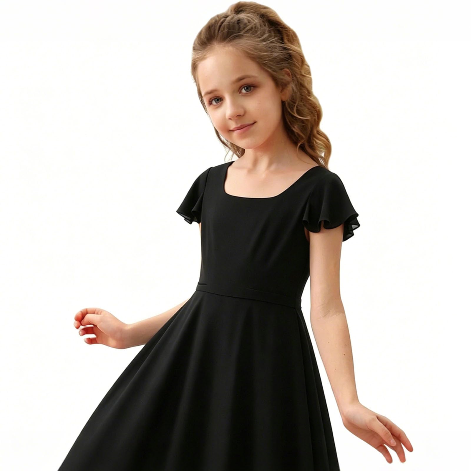 Vestido de Gasa Elegante para Niñas, Vestido Formal para Actuaciones de Piano Violín Recitales, Vestido de Fiesta Fluido con Tutú Ceremonia Infantil