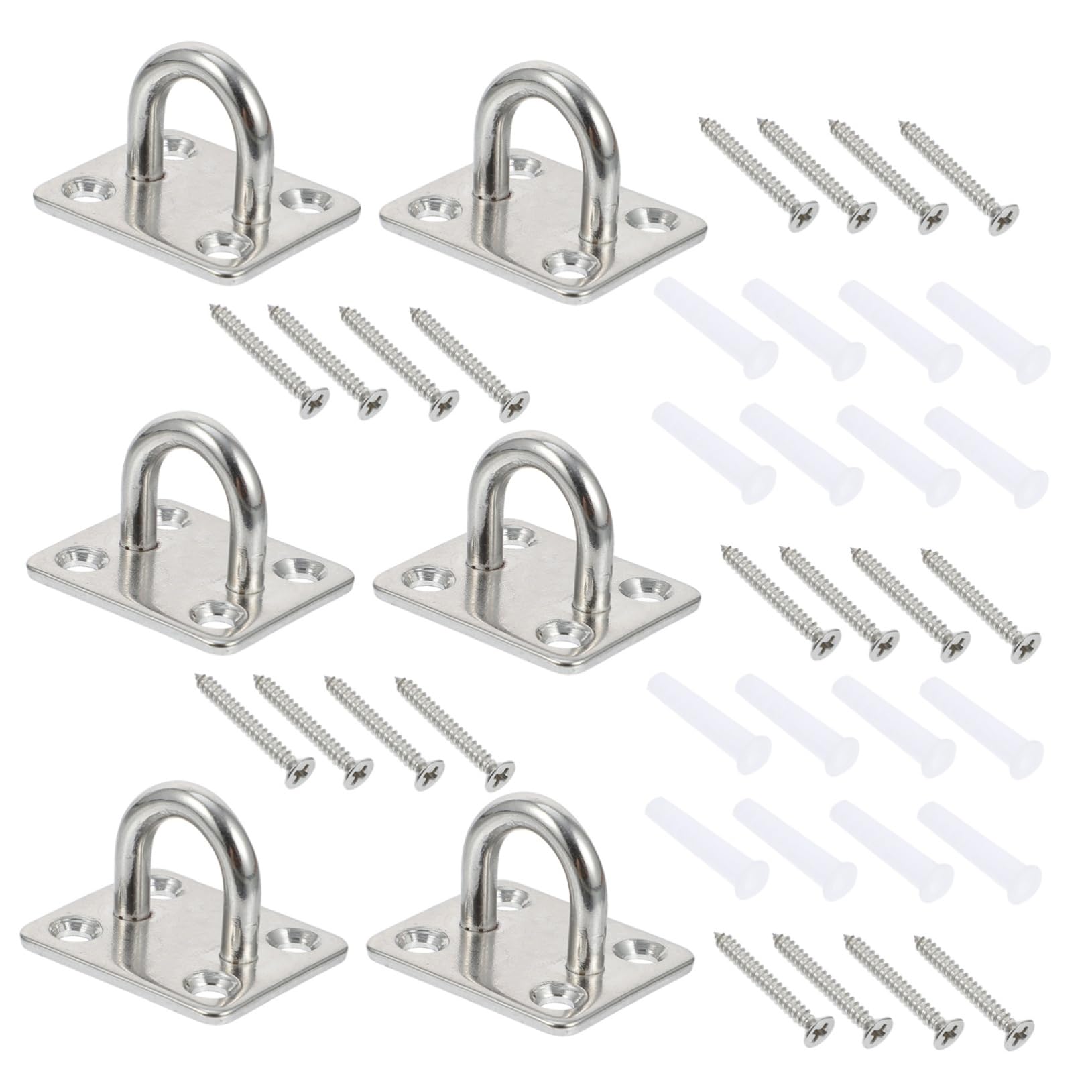 TIDTALEO 6Pcs Stainless Steel Square Buckles Shaped Pipe Hanging Anchors for Fitness Equipment Heavy Duty Wall Mount Hooks Smooth Surface Reliable and