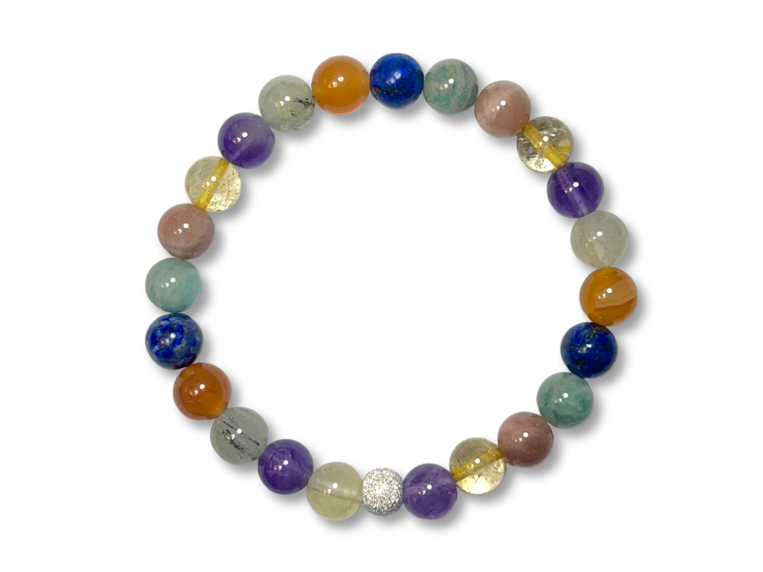 Spirituelles Edelsteinarmband 8mm mit facettierter 925 Sterling Silber Perle - Gold Roségold - personalisierbar Handmade