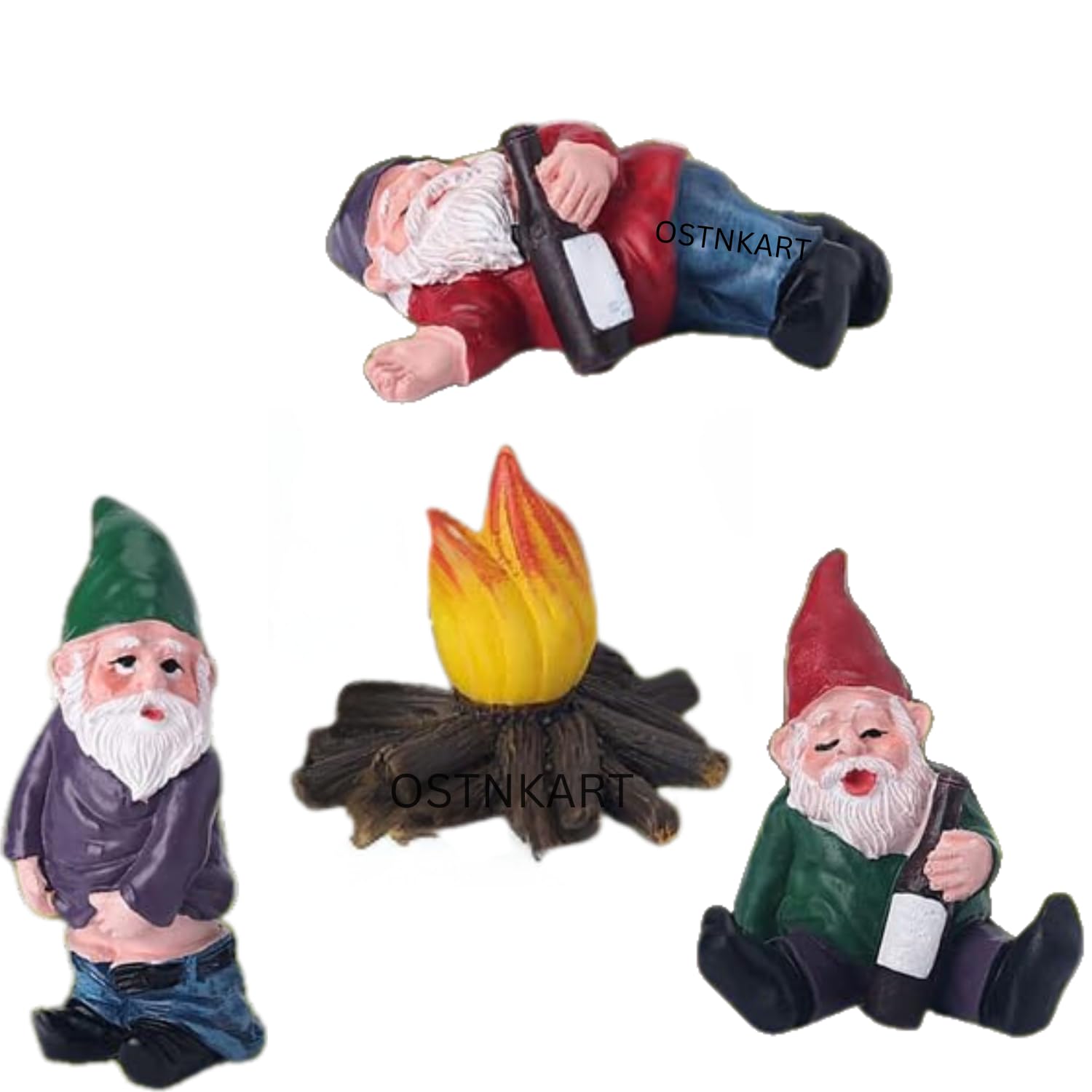 Lucky Garden Gnomes Miniature Home Decor Statue for Good Luck Figurines Outdoor Indoor Yard Lawn Porch Ornament Men Special Unique Gift Idea Multicolour (4 PCS)-image-41