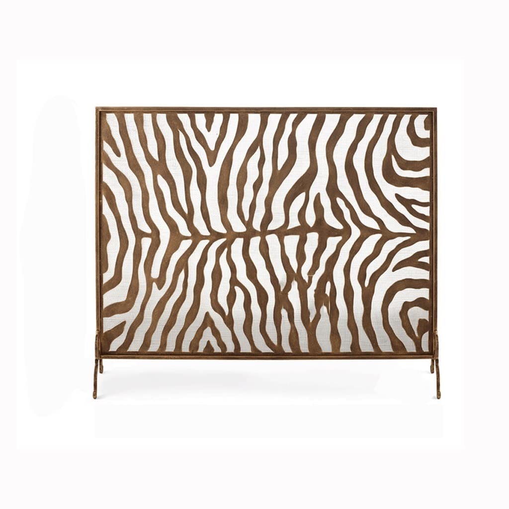 WRLRUILIAN Kamintürgitter Feuerpunkt Bildschirm/Rost Funkenschirm Schmiedeeisen Hohl Zebra Streifen Funkenschutzabdeckung Dekorative Bildschirme Kaminschirme (Color : A)