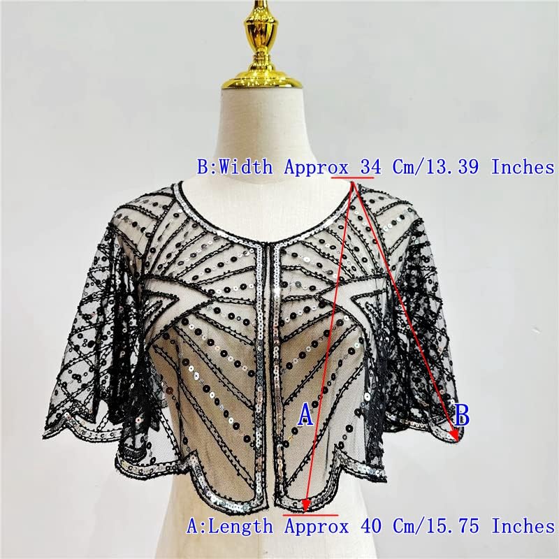 Specell 1920s Shawl Bridal Shawls Sequin Beaded Shawl And Wraps Bolero Flapper Cover Up For Evening Dresses Wedding Party Etc4