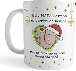 Caneca Xícara Natal Gravidez Bebê a Caminho Tema:Verde