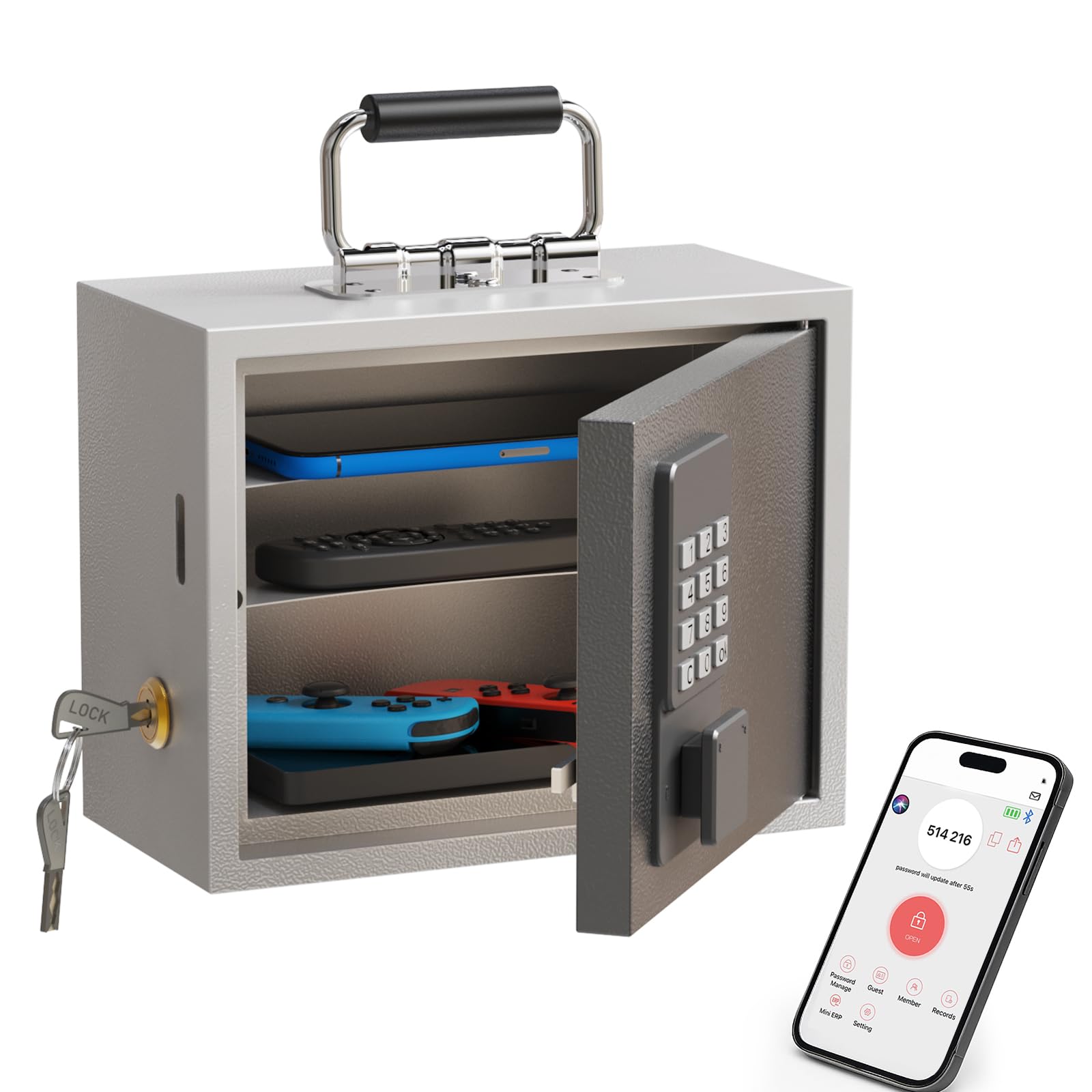 WeHere Phone Lock Box, Reduce Screen Time & Cravings, Time Lock Box with Time Period Password & App, 3 Unlock Modes, Phone Jail for Kids & Adults Focus Back