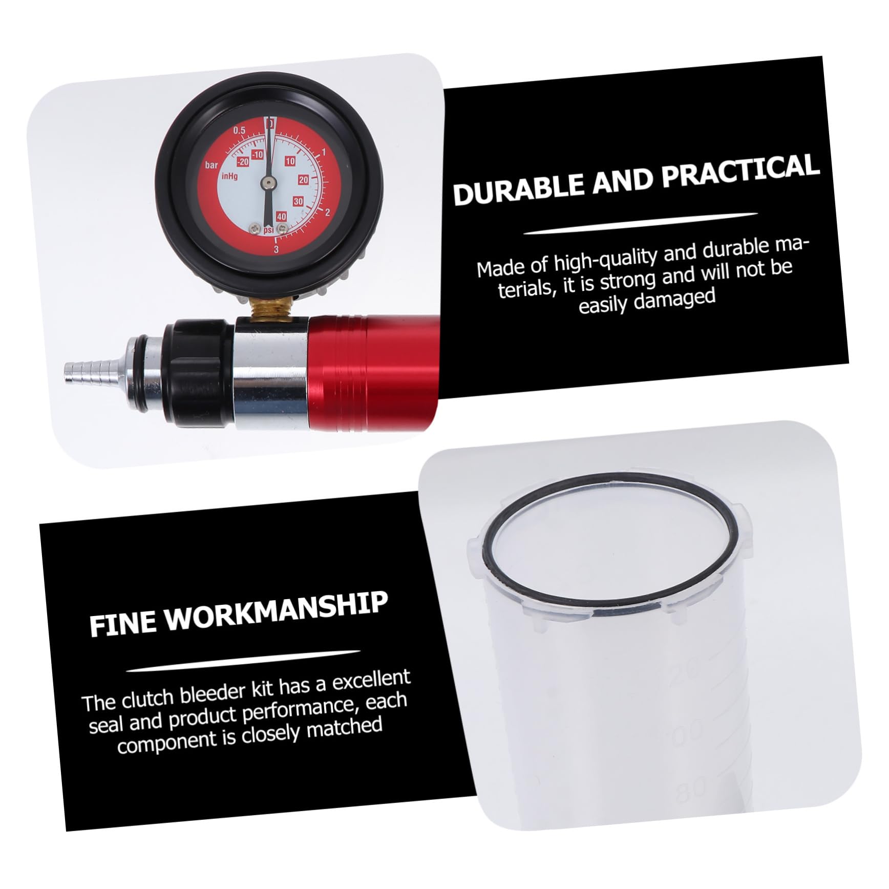 Alipis Kit de Purga de Frenos para Coche Bomba de Vacío Manual, Sellado Excelente y Fácil de Transportar, Incluye Adaptadores y Estuche Duradero para Uso en Casa o Negocio