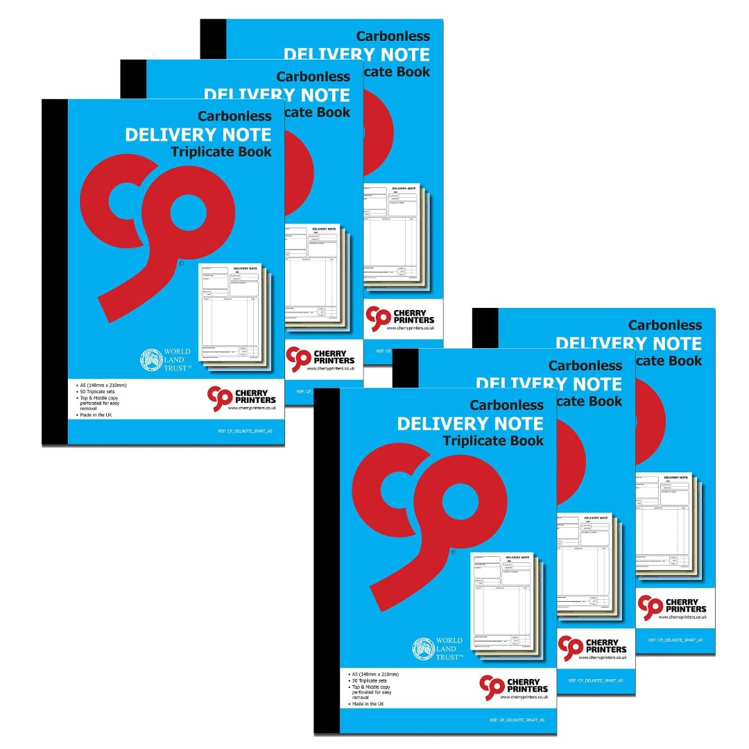 Cherry Printers | Delivery Note | Triplicate A5 | 50 Sets | 6 Pack