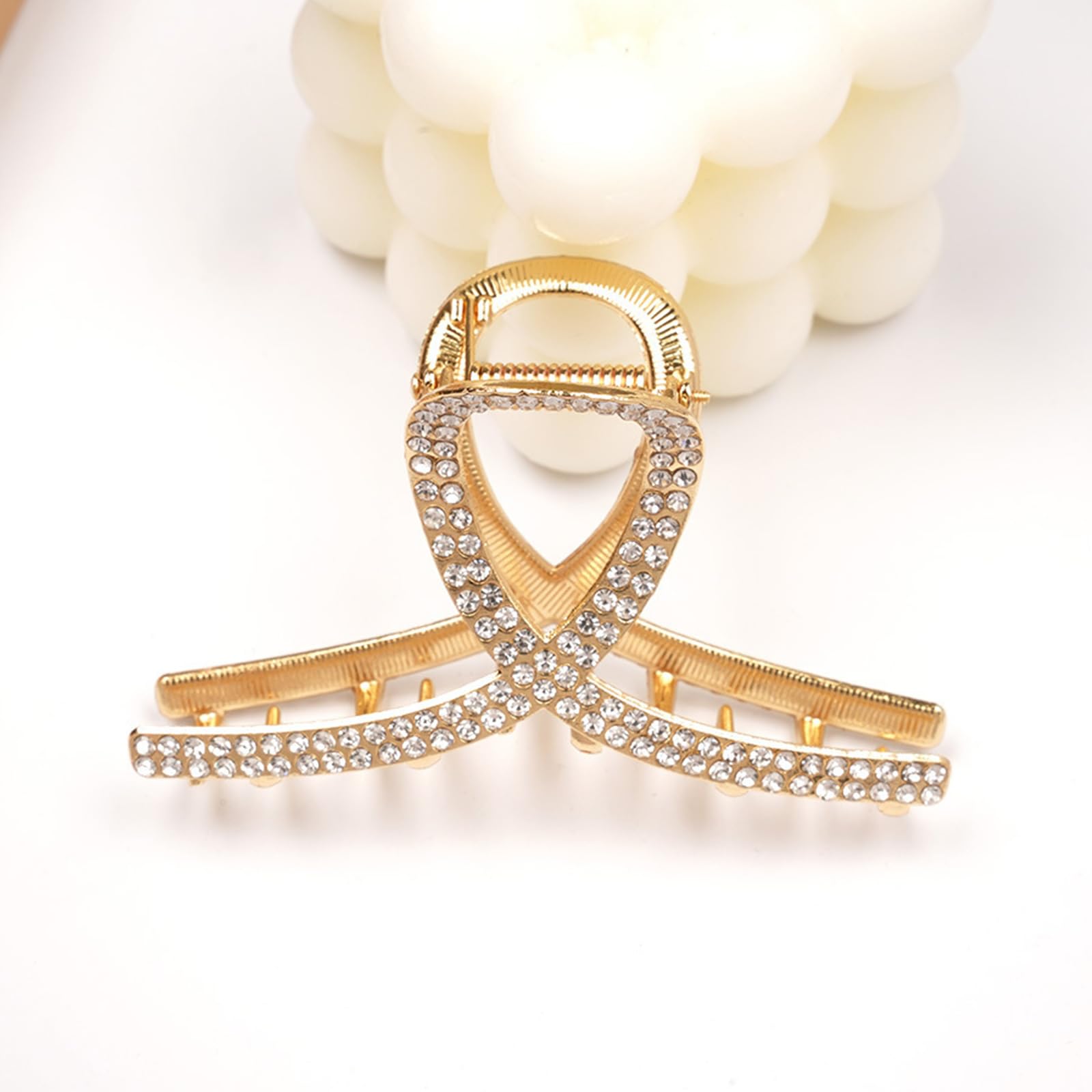 2 pinzas de diamantes de imitación para mujer, elegantes pinzas de metal dorado y plateado para cabello grueso, pinzas decorativas brillantes para el cabello para niñas (estilo 1) 9
